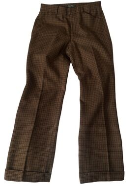 Ralph Lauren Brown Plaid 100% Wool Trousers